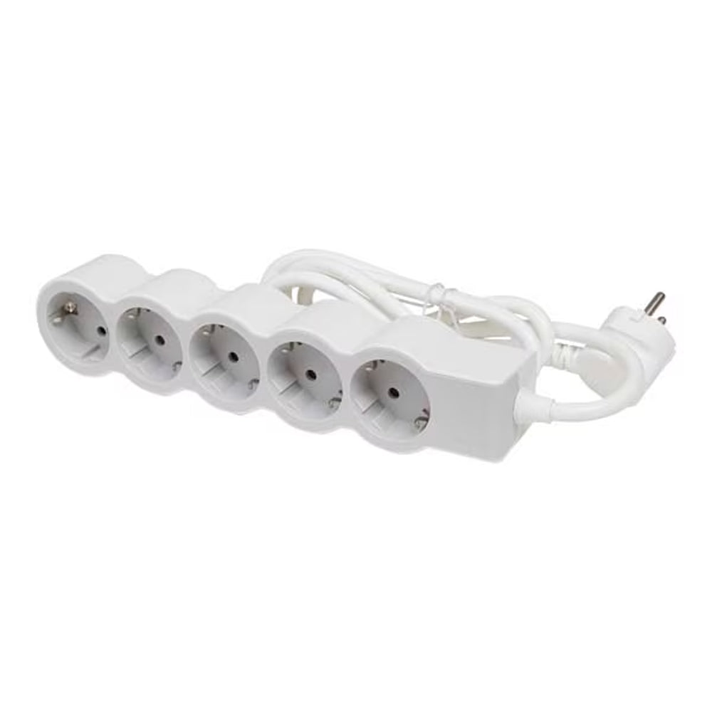 Prelungitor 5 prize Schuko, cablu 3x1,5mm², 5m, alb-gri, Legrand