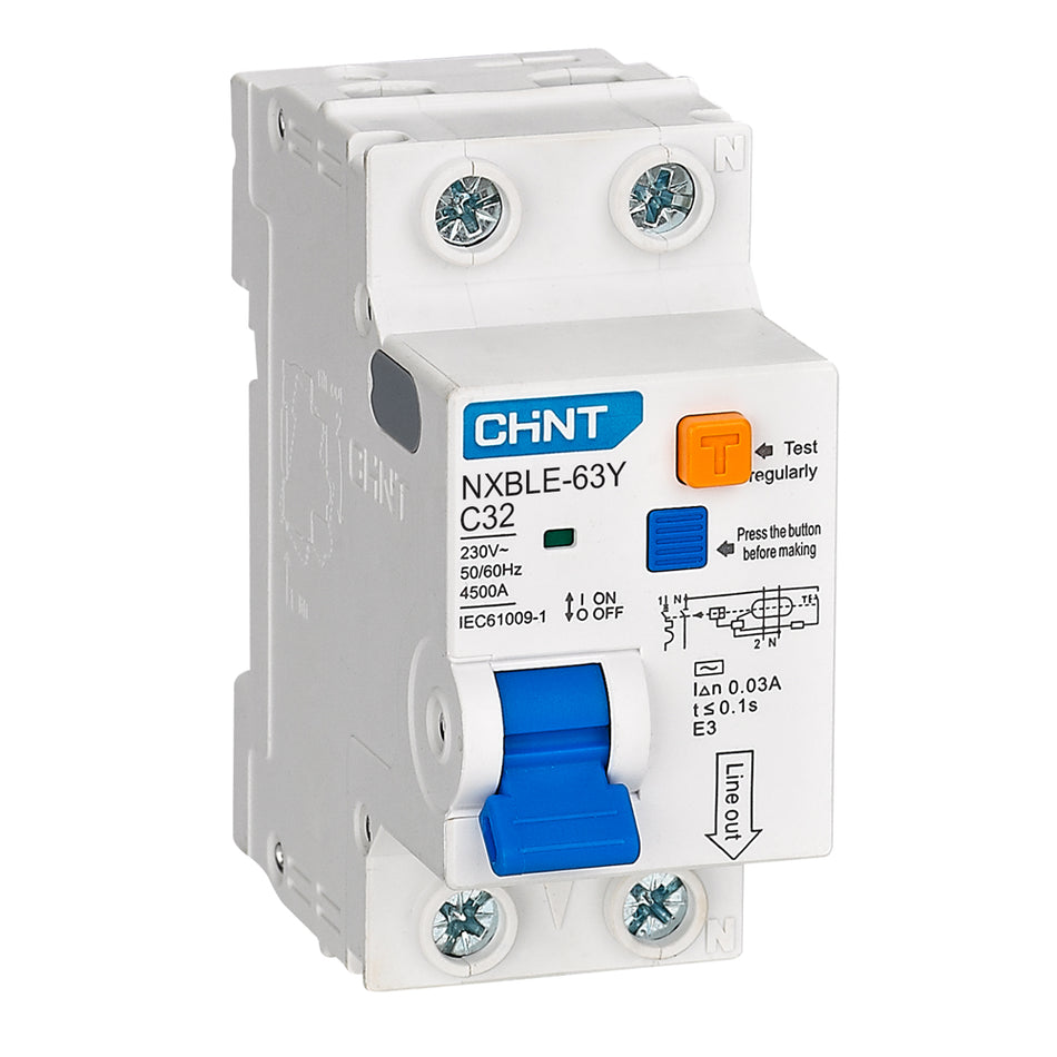 Întrerupător diferențial RCBO 32A 1P+N 30mA 6kA tip AC, Chint