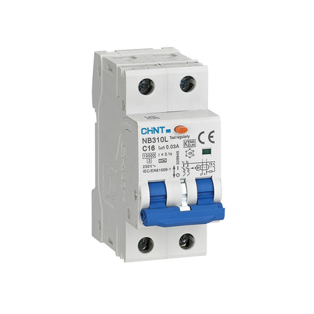 Întrerupător diferențial RCBO 20A 3P+N 30mA 6kA tip AC, Chint