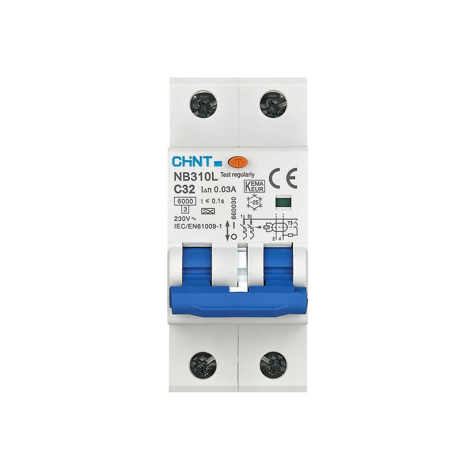 Întrerupător diferențial RCBO 32A 3P+N 30mA 6kA tip AC, Chint