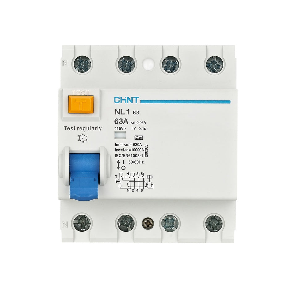 Întrerupător diferențial RCCB 25A 4P 30mA 6kA tip AC, Chint