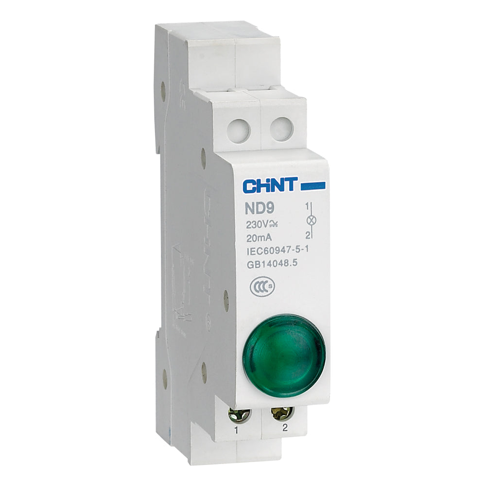 Lampă de semnalizare pe șină 230V AC/DC, lentilă verde, Chint