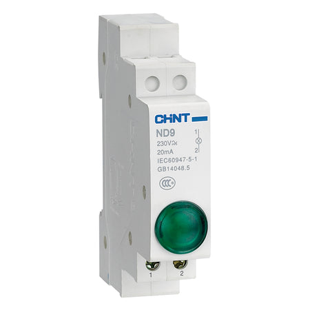 Lampă de semnalizare pe șină 230V AC/DC, lentilă verde, Chint