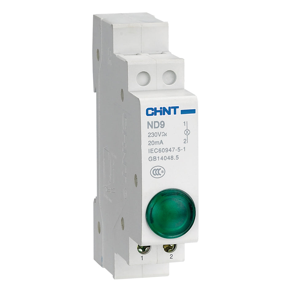 Lampă de semnalizare pe șină 230V AC/DC, lentilă verde, Chint