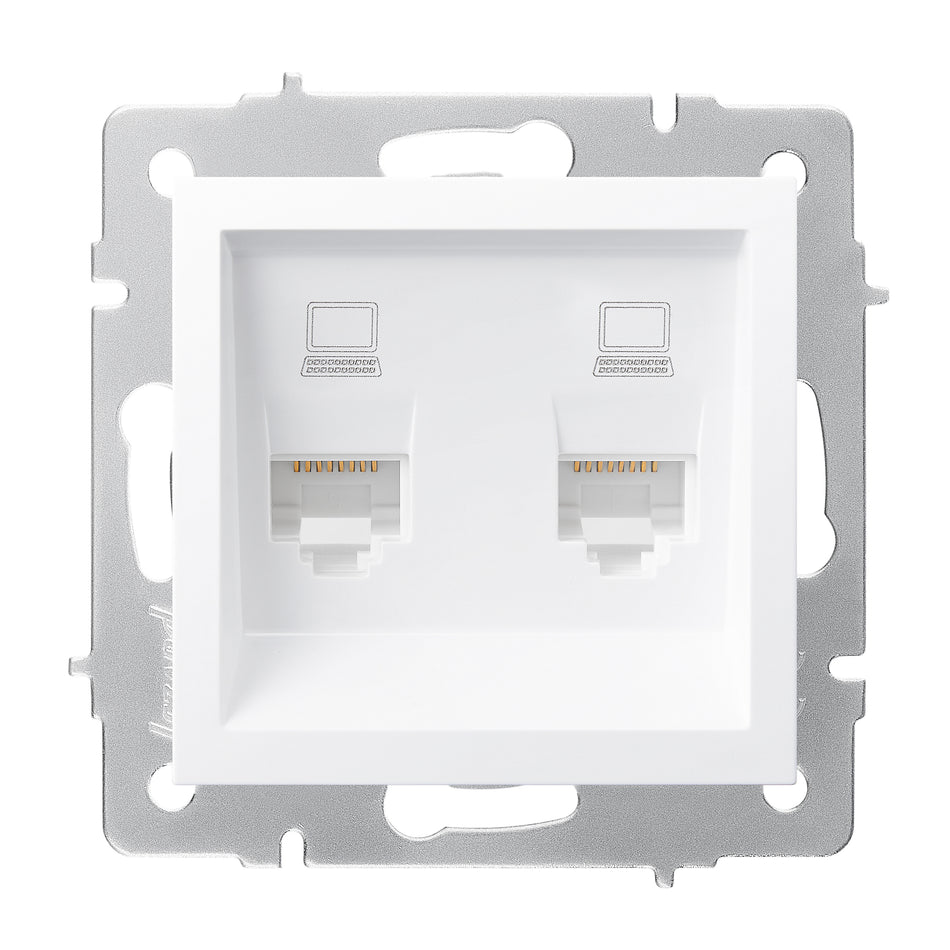 Priză date 2xRJ45 Cat6e alb, gama Vesna