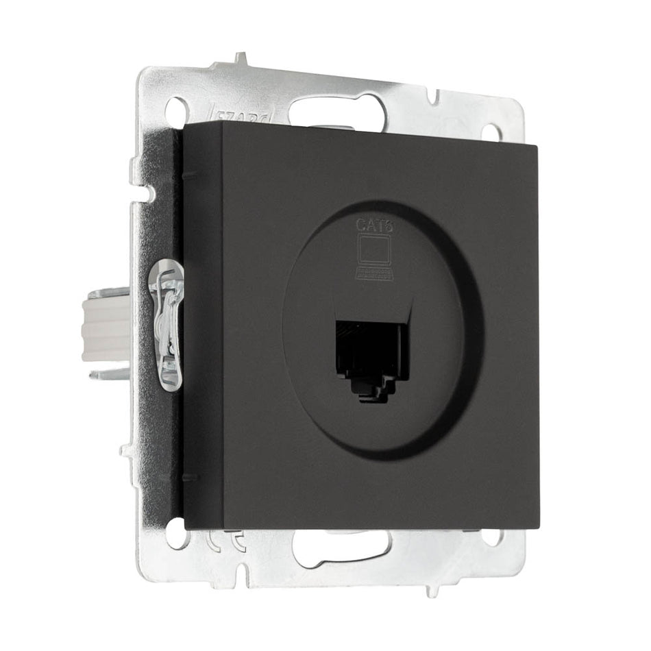 Priză date 1xRJ45 Cat6e negru, gama Vesna