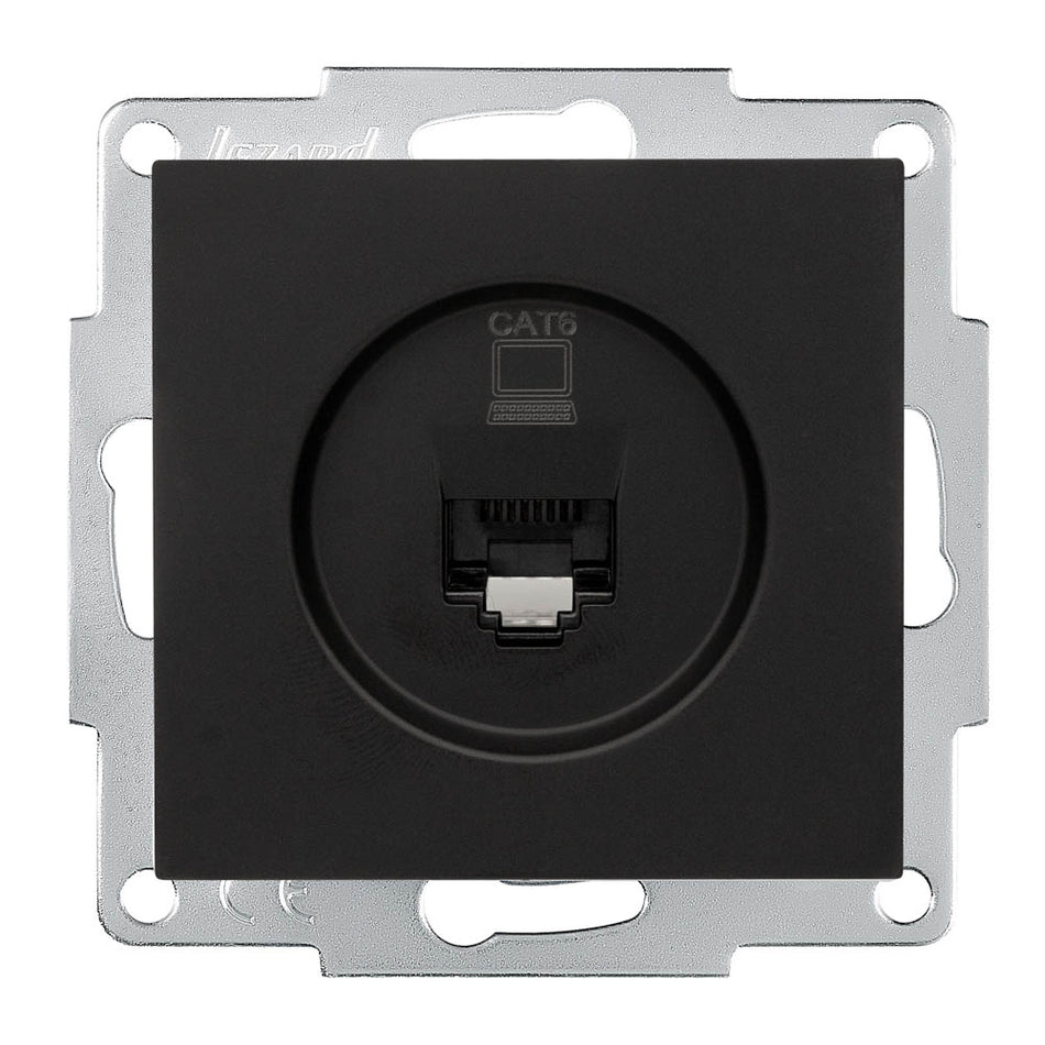 Priză date 1xRJ45 Cat6e negru, gama Vesna