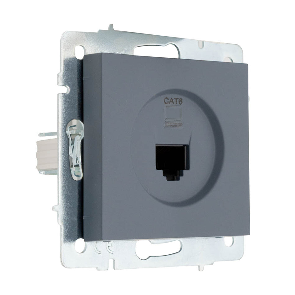 Priză date 1xRJ45 Cat6e gri grafit, gama Vesna