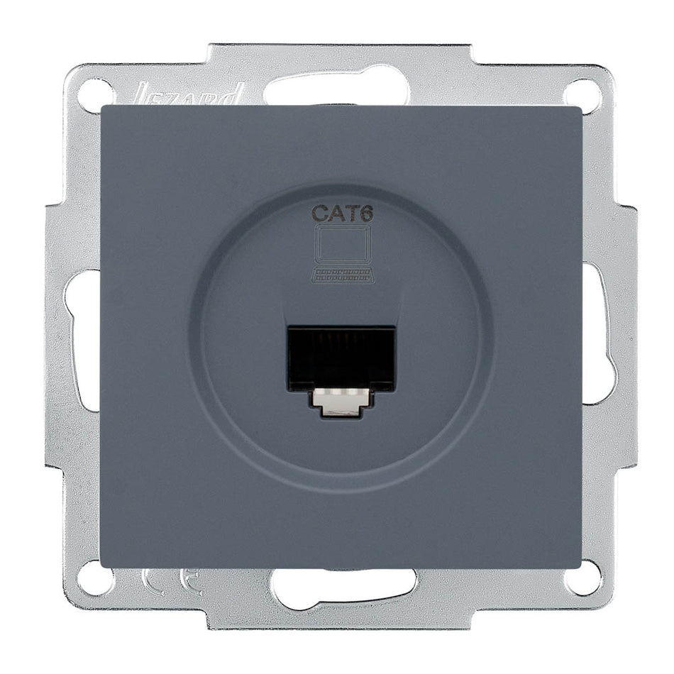 Priză date 1xRJ45 Cat6e gri grafit, gama Vesna