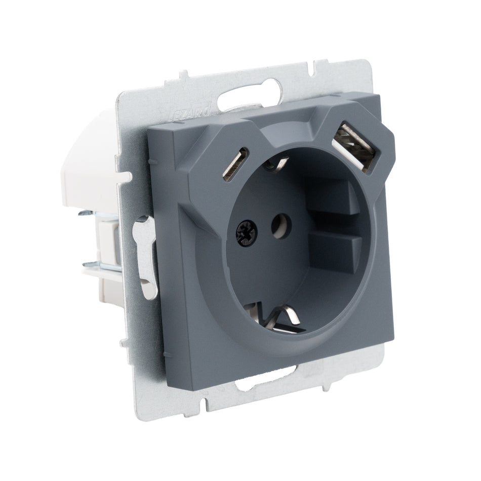 Priză USB Type-C gri grafit, gama Vesna