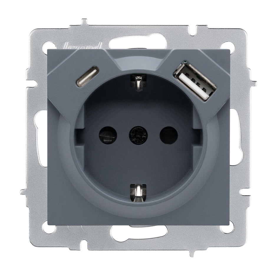 Priză USB Type-C gri grafit, gama Vesna