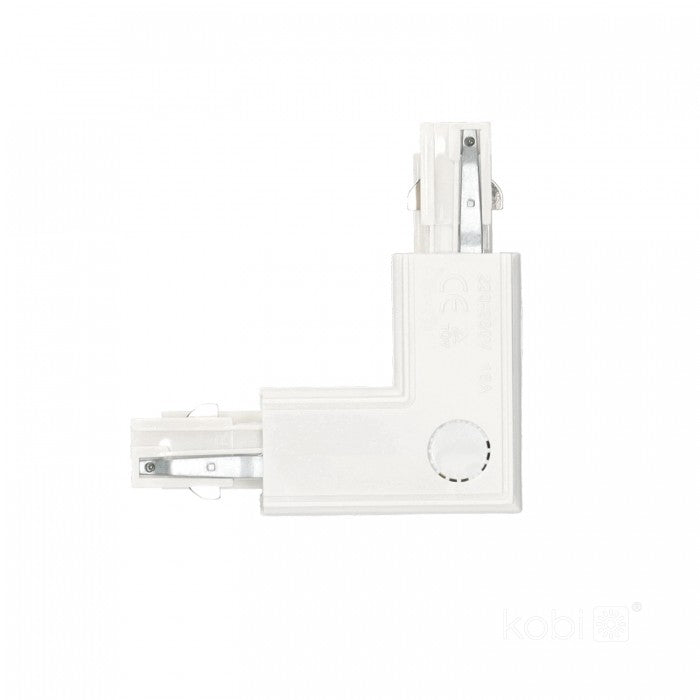 Conector L STÂNGA pentru șină cu 3 circuite alb NEXTRACK, Kobi