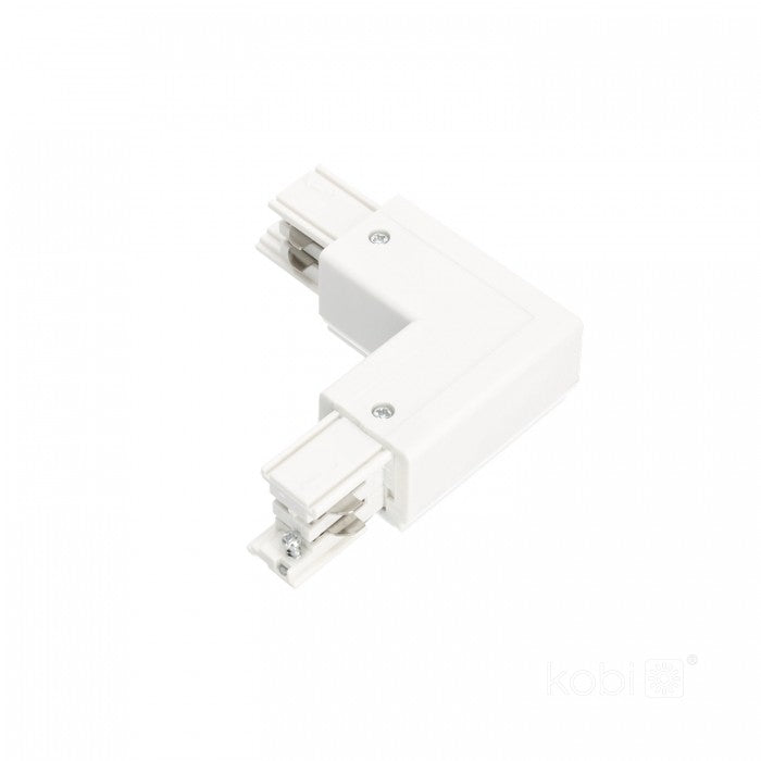 Conector L STÂNGA pentru șină cu 3 circuite alb NEXTRACK, Kobi