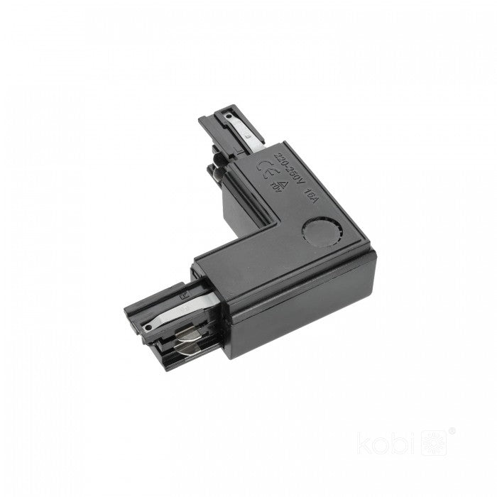 Conector L STÂNGA pentru șină cu 3 circuite negru NEXTRACK, Kobi