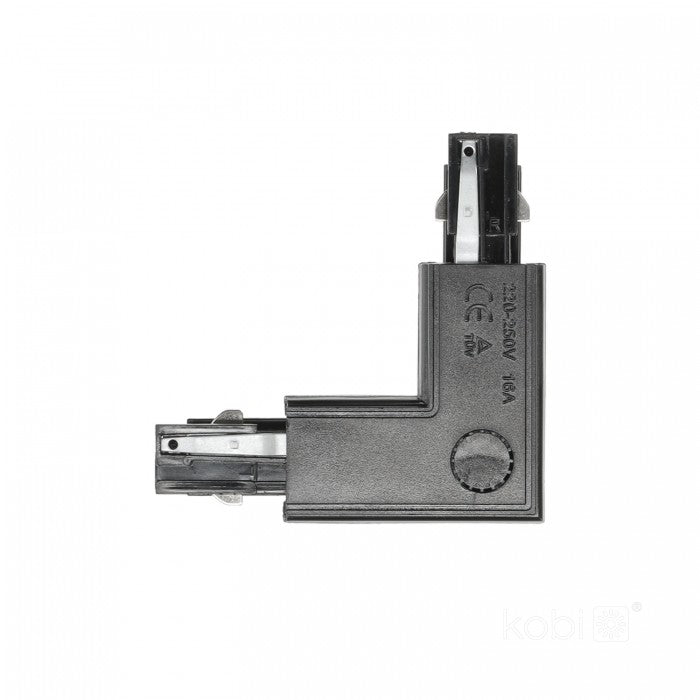 Conector L DREAPTA pentru șină cu 3 circuite negru NEXTRACK, Kobi