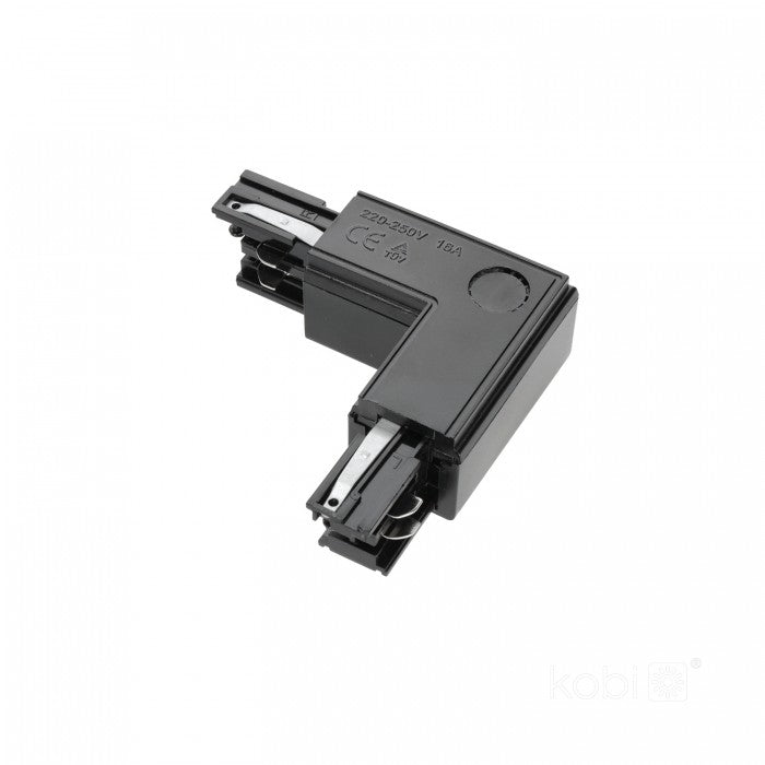 Conector L DREAPTA pentru șină cu 3 circuite negru NEXTRACK, Kobi