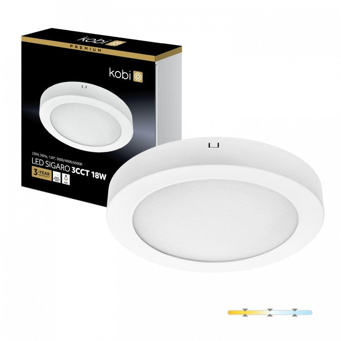 Spot LED 18W 3CCT SIGARO CIRCLE aplicat, Kobi