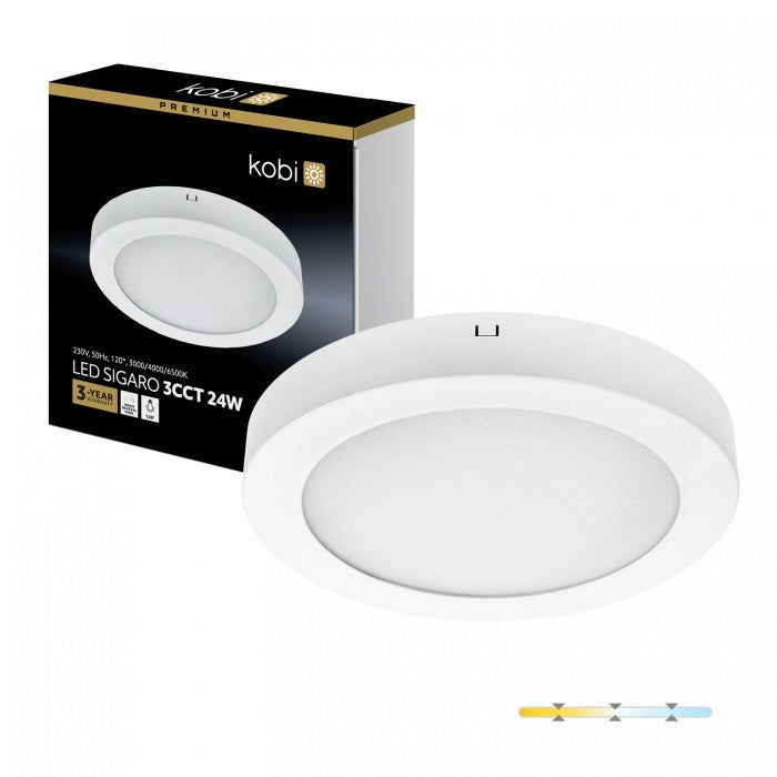 Spot LED 24W 3CCT SIGARO CIRCLE aplicat, Kobi