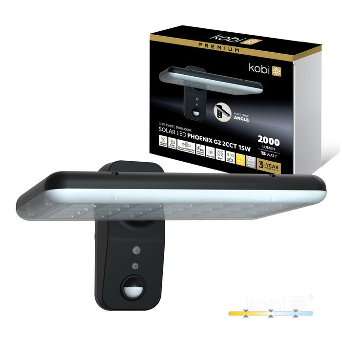 Proiector solar LED 15W 2CCT IP65 PHOENIX G2, Kobi