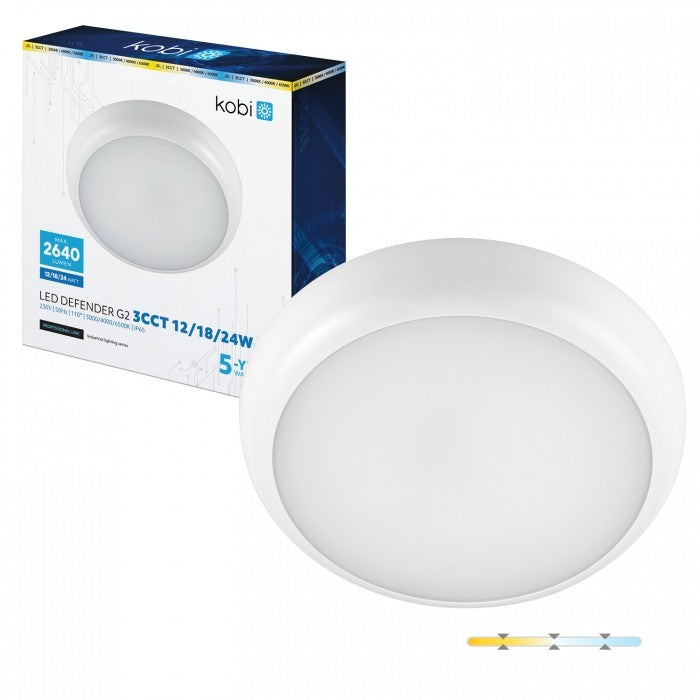Plafonieră LED de tavan 12W-18W-24W 3CCT IP65 DEFENDER G2, Kobi