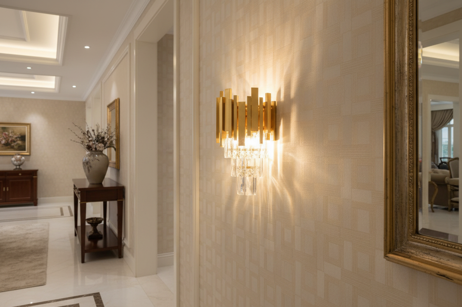 Aplică decorativă cristal în context interior elegant