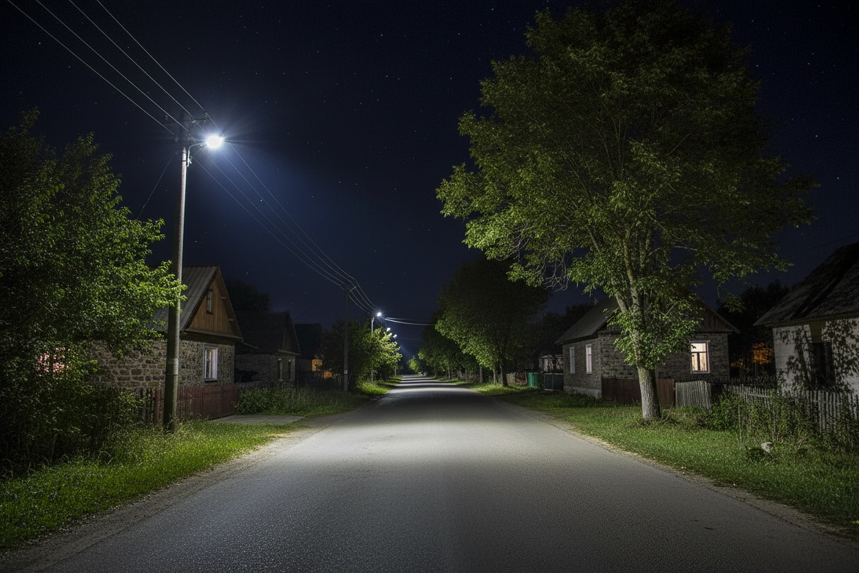 Corp iluminat stradal LED - context rural nocturn
