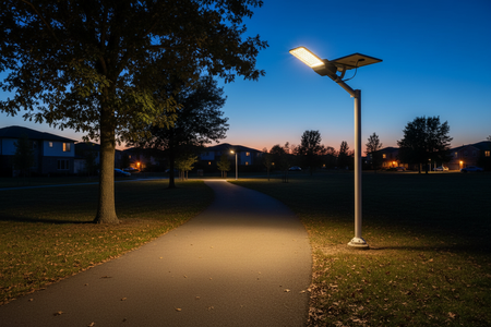 Corp iluminat stradal LED solar montat - context exterior