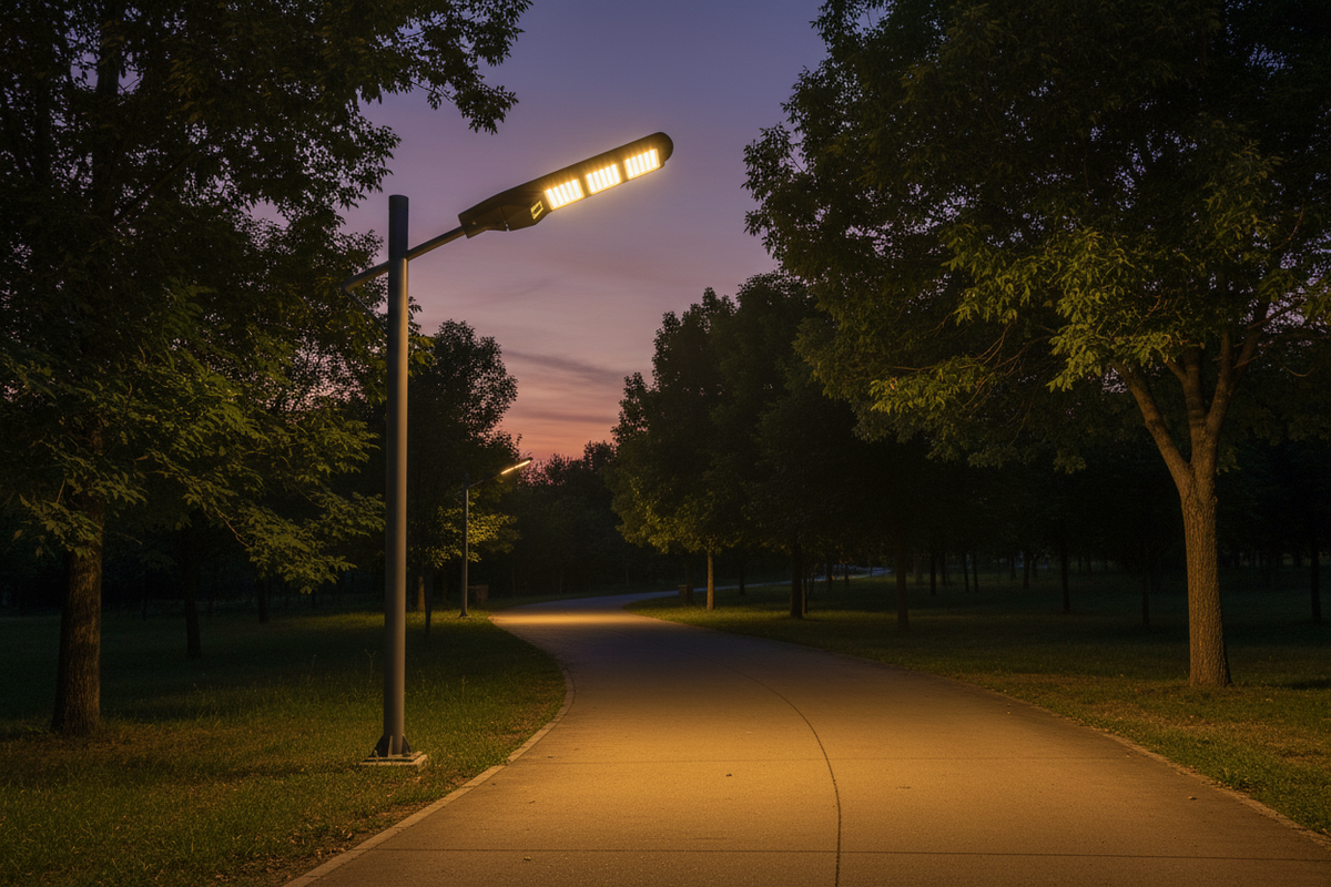 Corp stradal solar LED 120W Suno Novelite montat pe stâlp înalt
