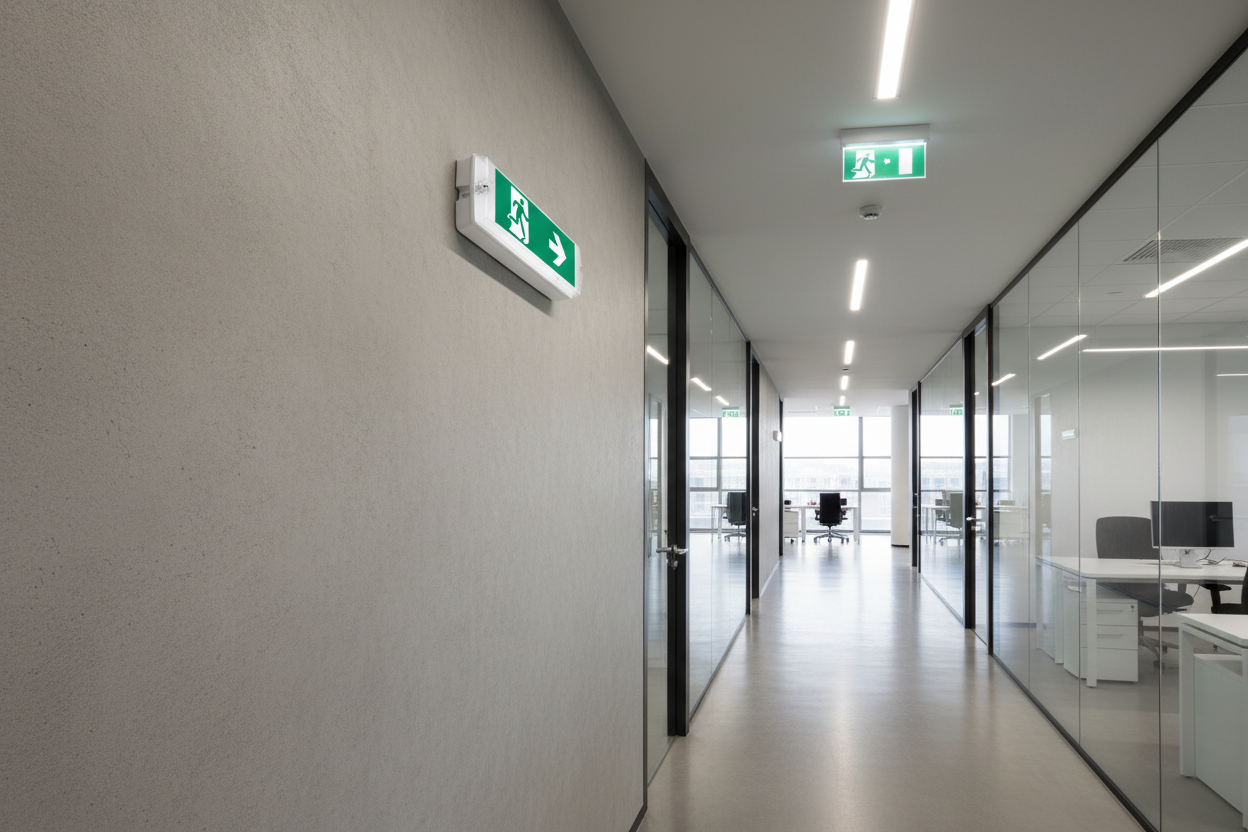 Corp urgență EXIT Nemo Novelite montat în coridor