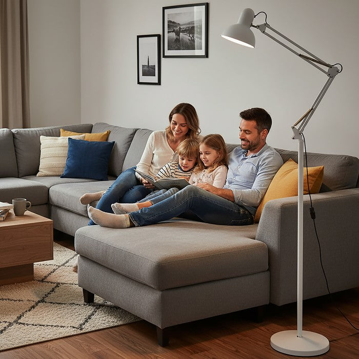 Lampă de podea AURIQ ST 1xE27 alb, Kobi
