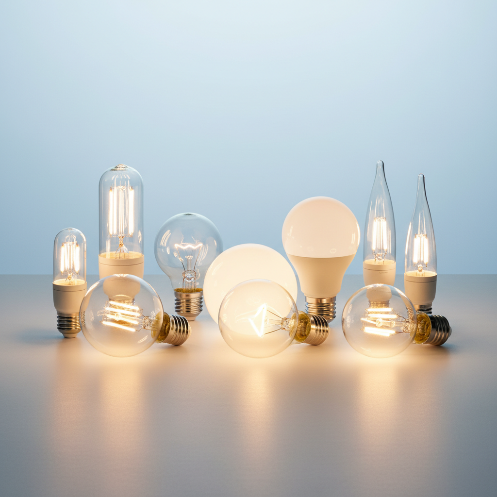 Generează o poza format pătrat pentru colecția becuri LED. Pe poze nu trebuie să fie texte