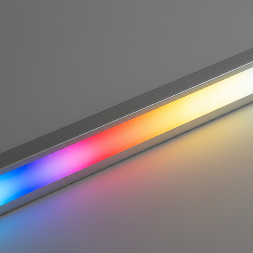 Bandă LED COB RGBW 24V cu lumină continuă RGB și alb cald 3000K fără puncte vizibile