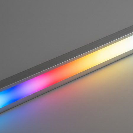 Bandă LED COB RGBW 24V cu lumină continuă RGB și alb cald 3000K fără puncte vizibile