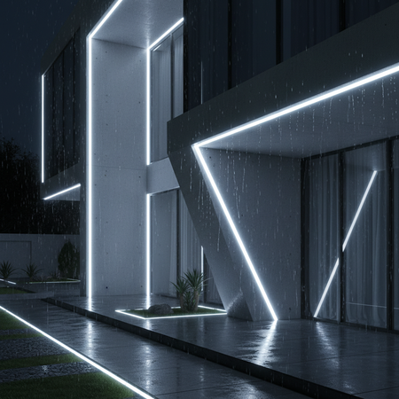 Bandă LED 24V alb rece 6400K IP65 pentru aplicații exterioare arhitecturale