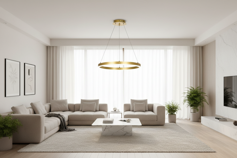 Pendul LED Rotund în context living