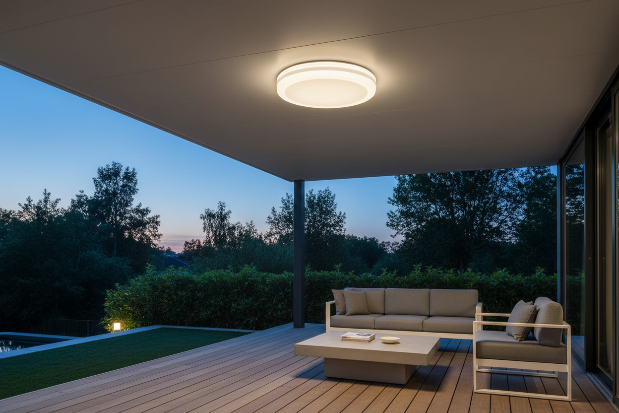Plafonieră LED 30W Erste montată pe terasă acoperită exterior